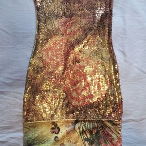 Gold Rose Mini Dress